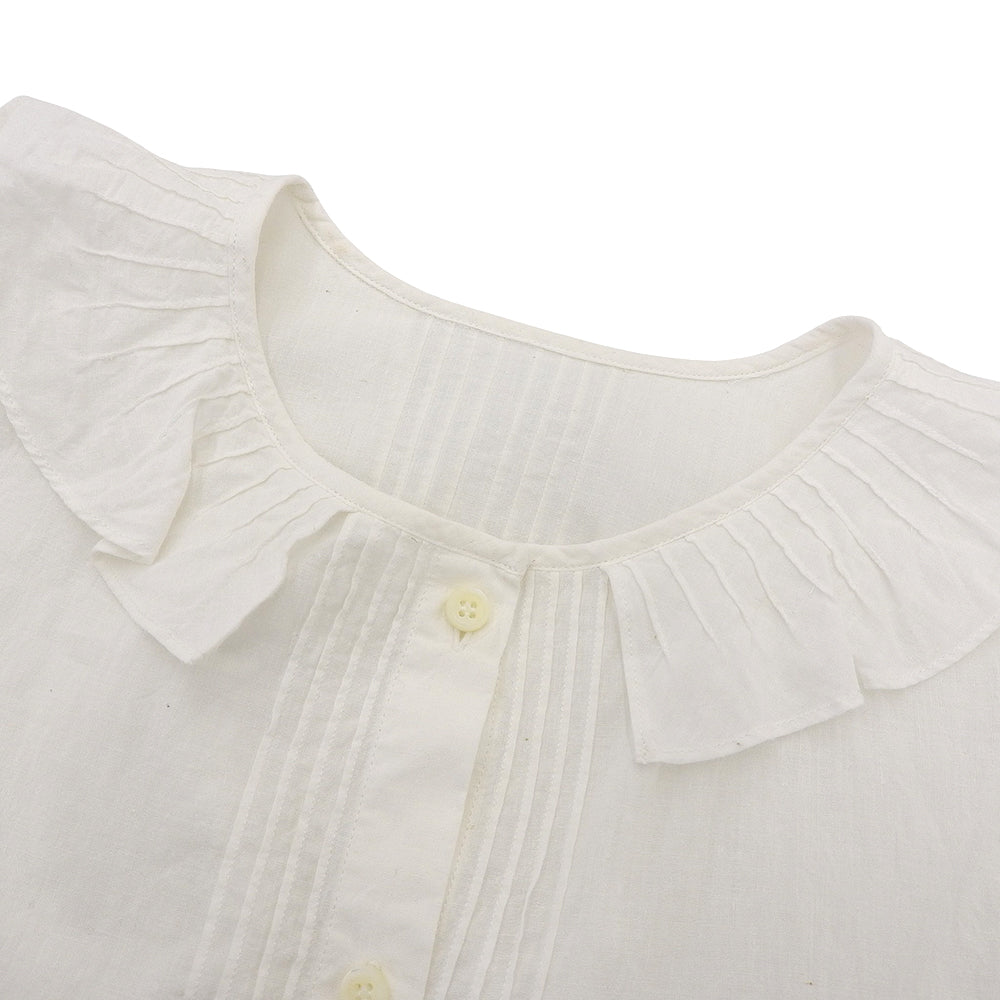 45R Forty Five R Cotton India Khadi Frill Collar Blouse Top Ladies White 70730102 Tops