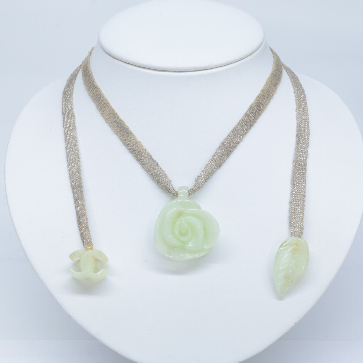 CHANEL シャネル 02P カメリアxココマークxリーフモチーフ ラメゴールドチョーカー/ チョーカー