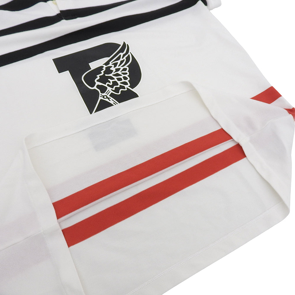 POLO RALPH LAUREN ポロ ラルフローレン 美品 コットン P-Wing フットボーダー ポロシャツ トップス メンズ 白×黒×赤 L 710737961001 トップス
