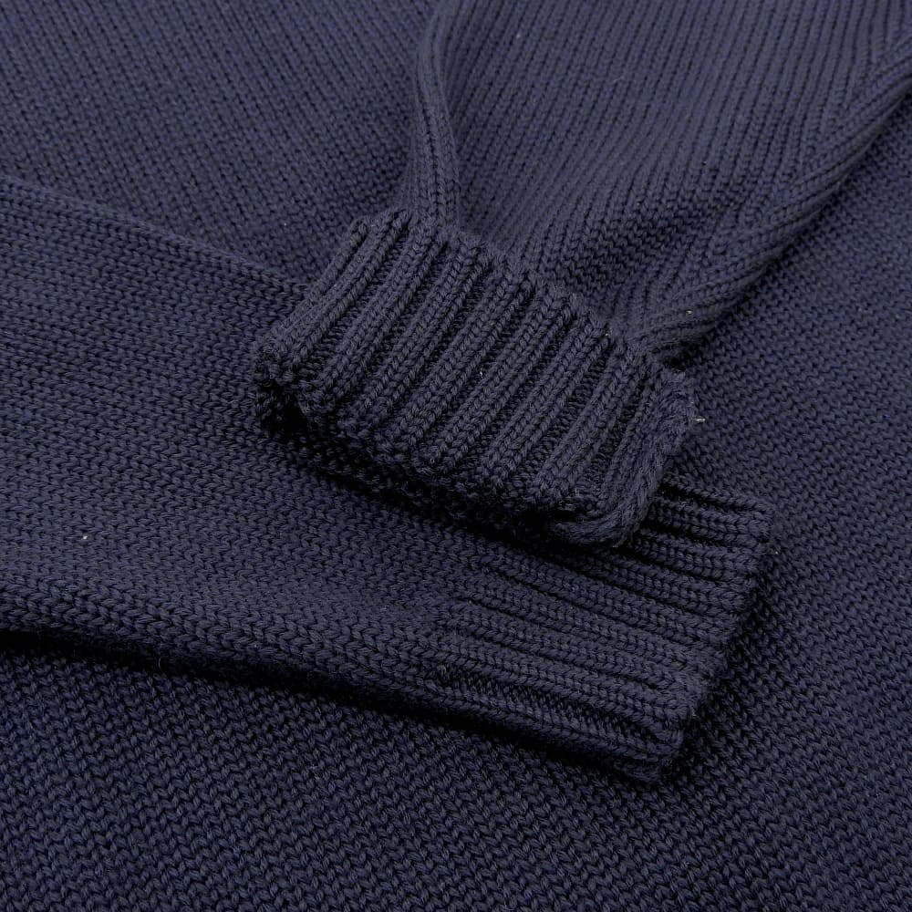 100% Wool Turtleneck Knit Top for Men - Dark Navy, Size 44