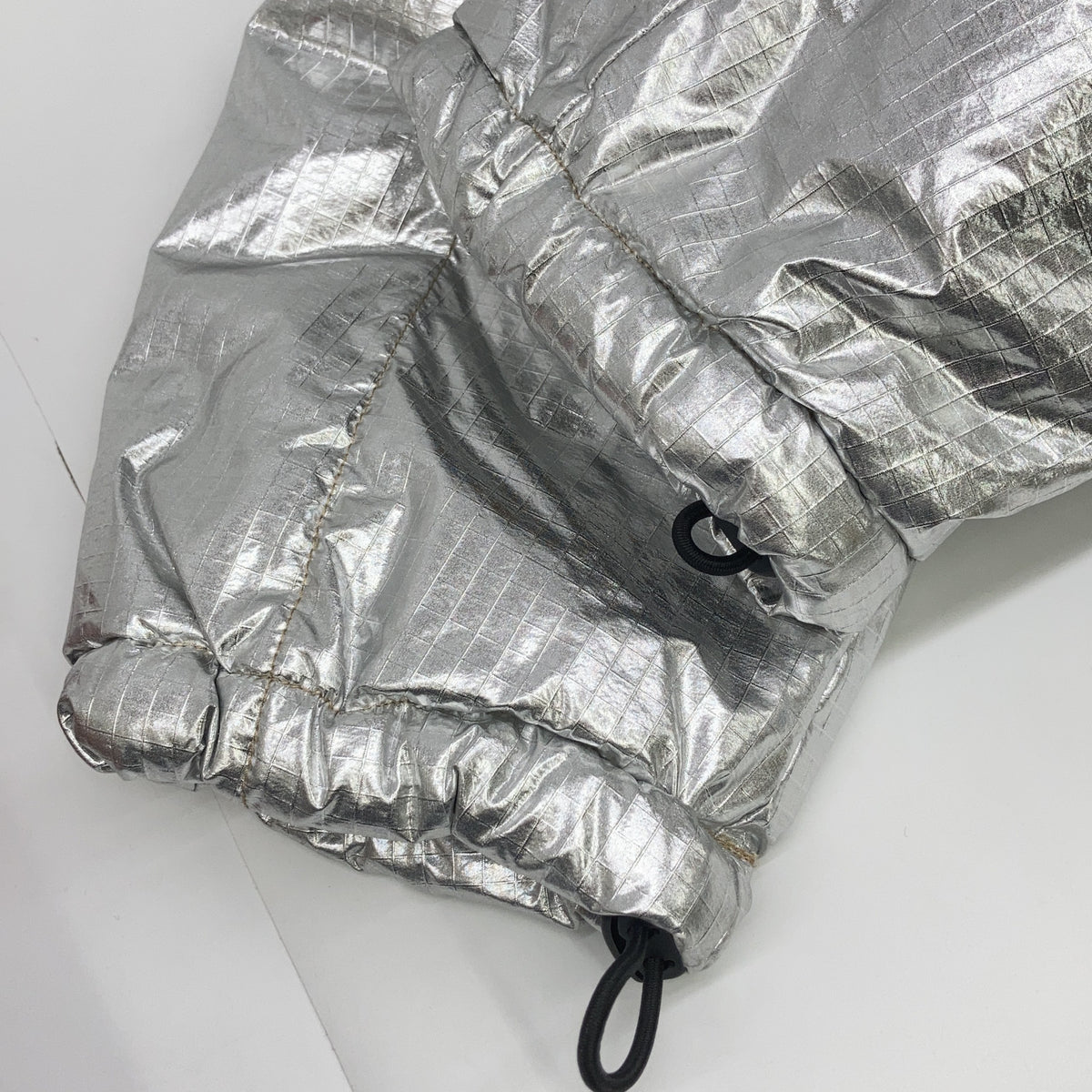 DIESEL Diesel A03145 silver zip-up nylon down jacket with contrasting collar jacket