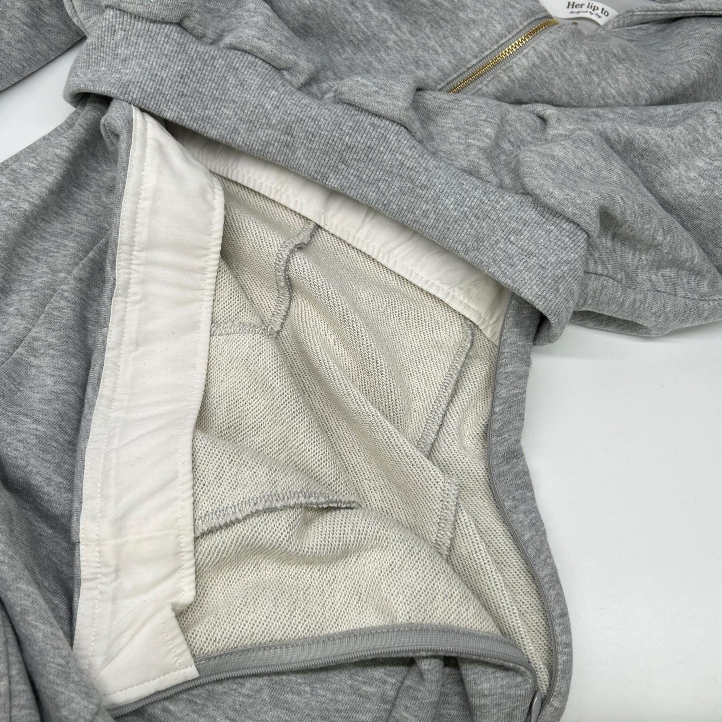 her lip to ハーリップトゥ 1251105016 グレー Half Zip Sweat Dress ワンピース
