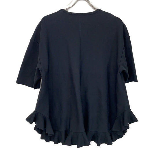 ADORE 25SS 531-5170320 Black Acetate x Nylon Ruffle Hem Knit Top
