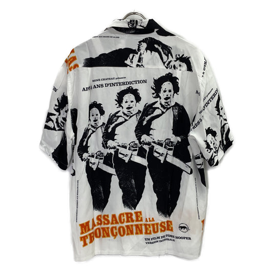 WACKO MARIA White x Black Rayon THE TEXAS CHAINSAW MASSACRE Short-Sleeve Open Collar Shirt Tops