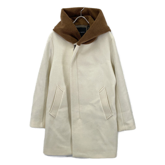 1piu1uguale3 ウノピゥウノウグァーレトレ MRC157-WOL157 ベージュ×キャメル WRAP HOODED ウールボアフード切替コート コート V