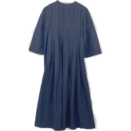 mina perhonen mina perhonen ya3778 Navy wool silk foggy day pleated dress dress