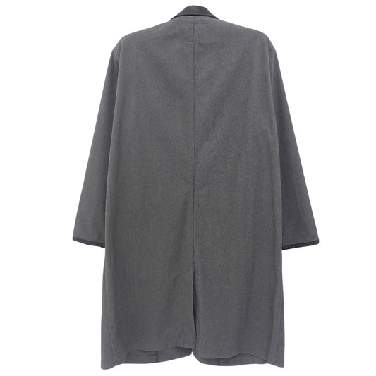Excellent condition, leather trim long coat, men's, grey x black, M, coat, M, men's