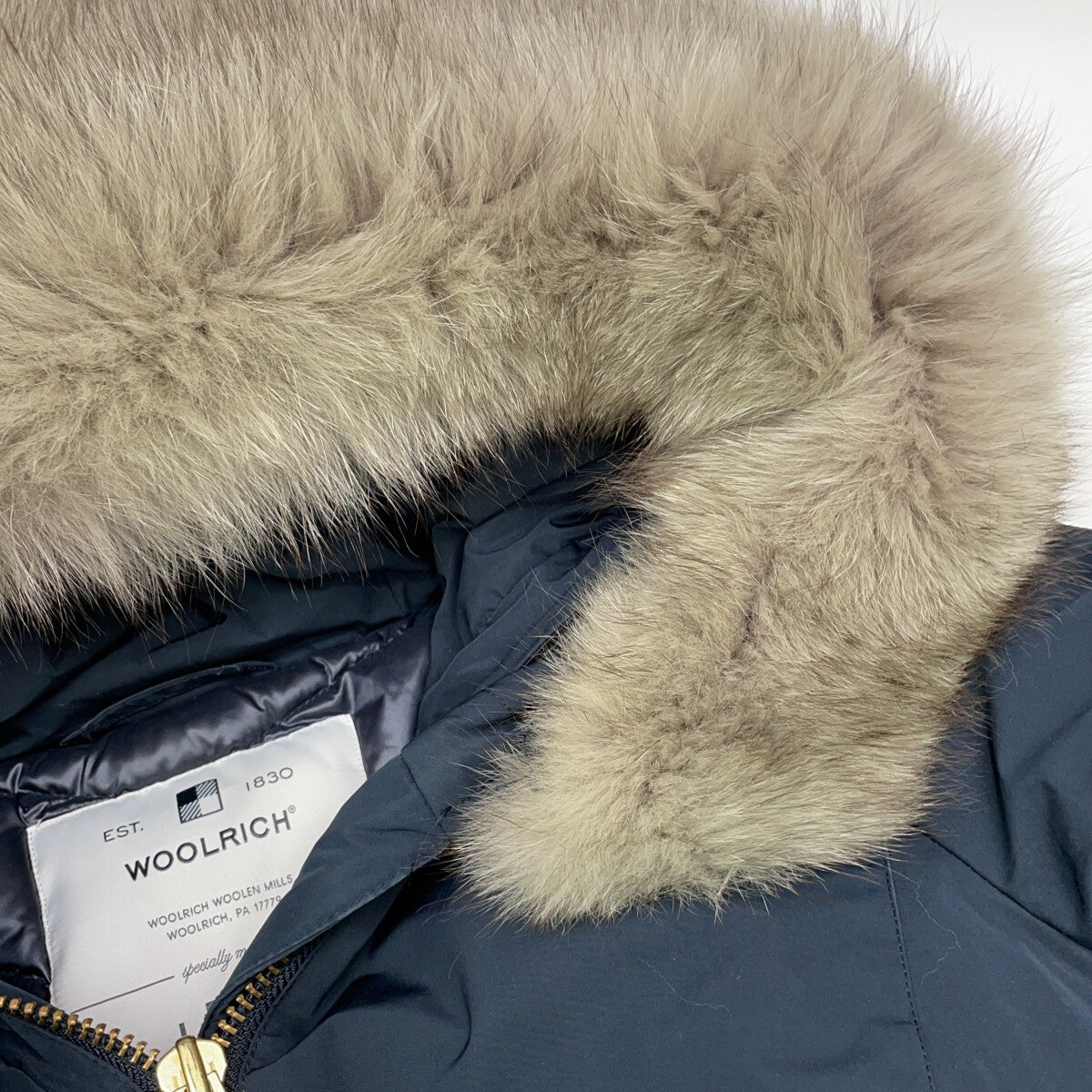 WOOLRICH ウールリッチ 【IENA別注】WWCPS2863 ネイビー BOW BRIDGE フォックスファー フード付きダウンコート コート