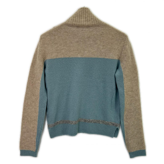 Loro Piana ロロピアーナ FAG3626 ベージュ×ブルー カシミヤ×シルク ハイネックニットプルオーバー トップス