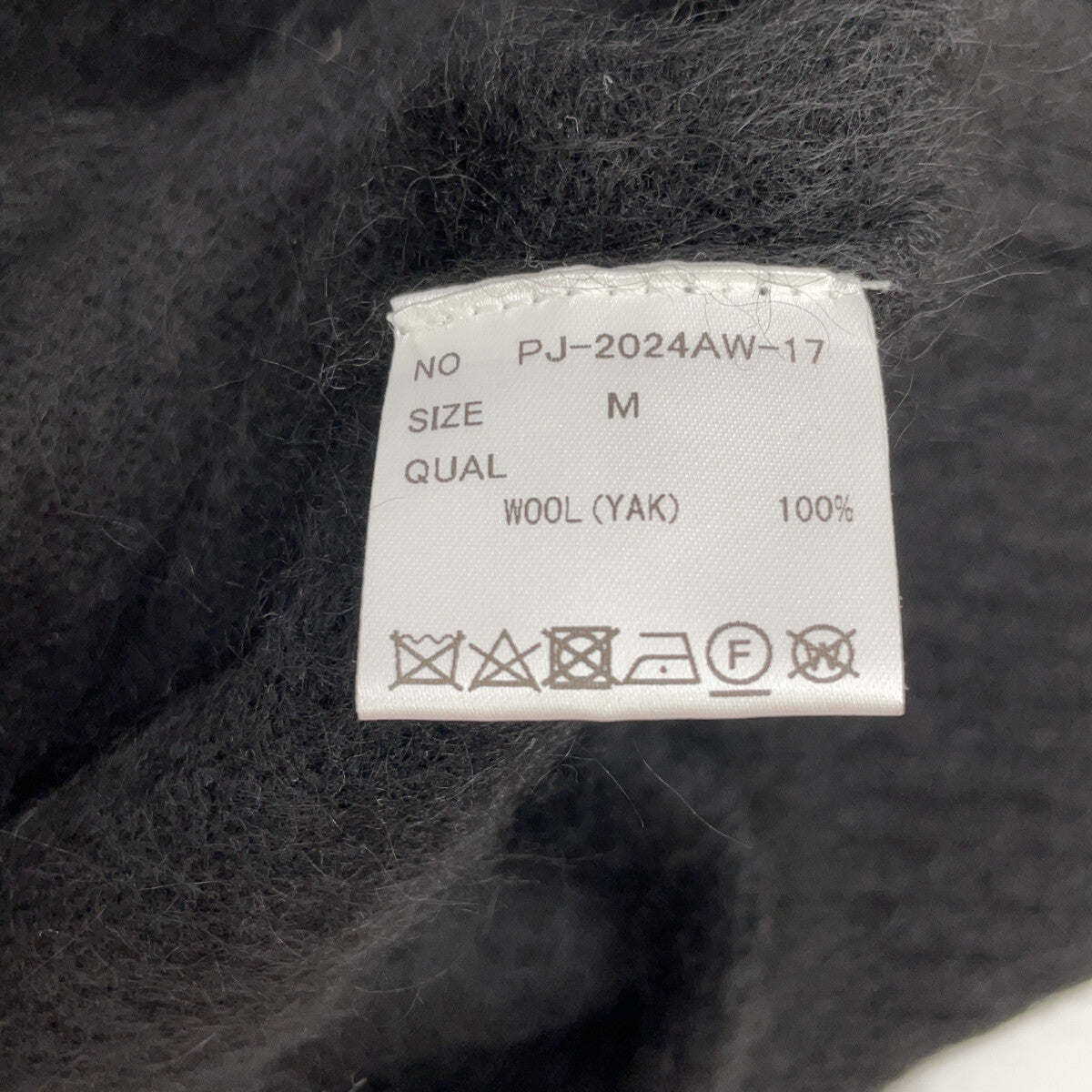 Pale Jute 24AW PJ2024AW-17 Black 100% Wool 5-Sleeve Knit Pullover Top M
