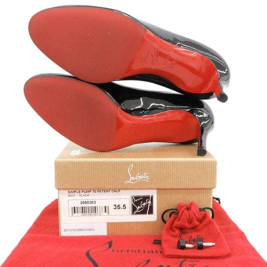 CHRISTIAN LOUBOUTIN クリスチャンルブタン 美品 パテントレザー SIMPLE PUMP シンプルパンプス70 レディース ブラック 35 1/2 シューズ