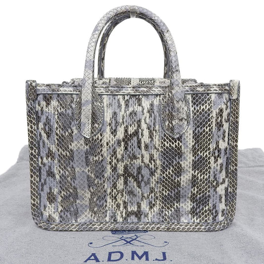 A.D.M.J. Accessoires De Mademoiselle ADMJ Like New Snake Leather Crystal Handbag with Flap Women's Gray Handbag