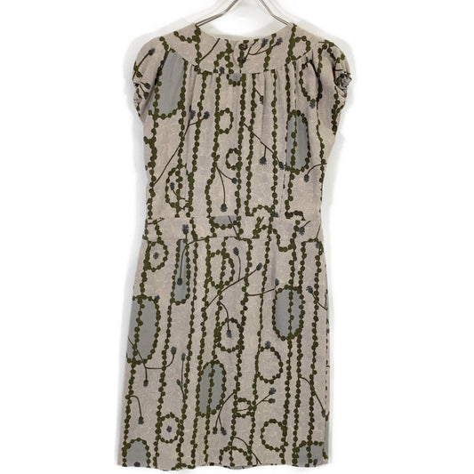 mina perhonen Beige x Green GARLAND Sleeveless Dress