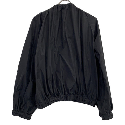 DRIES VAN NOTEN Black Nylon Drawstring Gathered Sleeve Zip Blouson Jacket