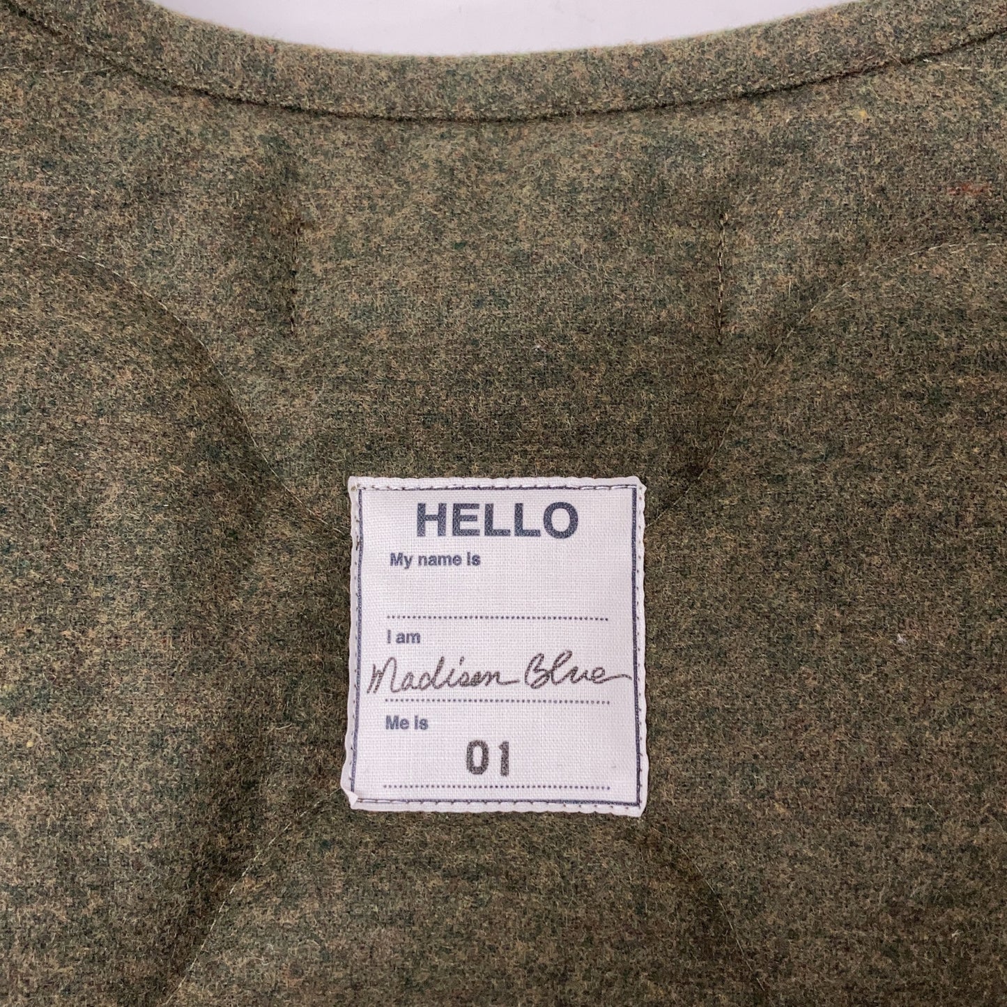 MADISON BLUE MB194-2028 Khaki Wool x Nylon Front Ribbon Flannel Quilted Coat