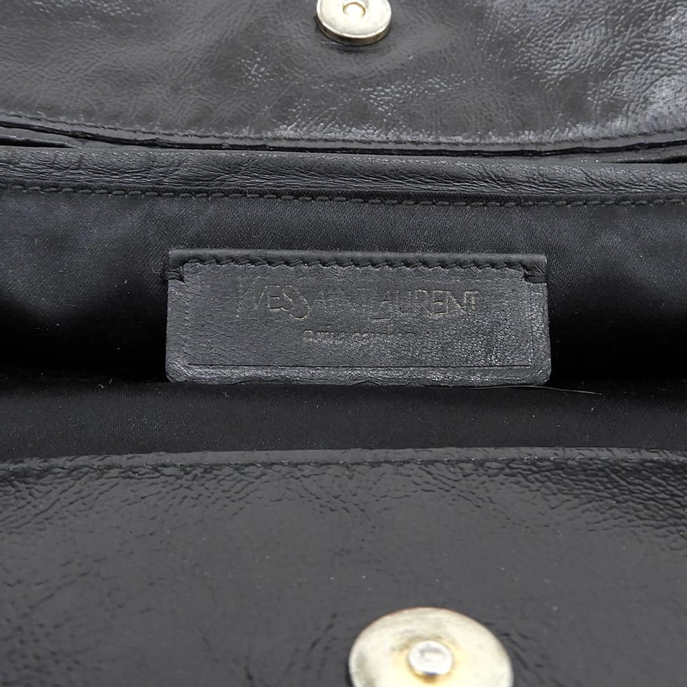 Yves Saint-Laurent イヴサンローラン リヴゴーシュ パテント メトロポリス トートバッグ レディース ブラック×ゴールド トートバッグ