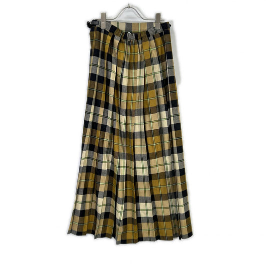 5093W Beige Check Belt Wrap Skirt Skirt 38 Women's