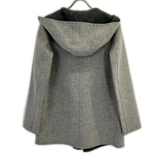 GRAY Wool-Cashmere Hooded Coat for Women