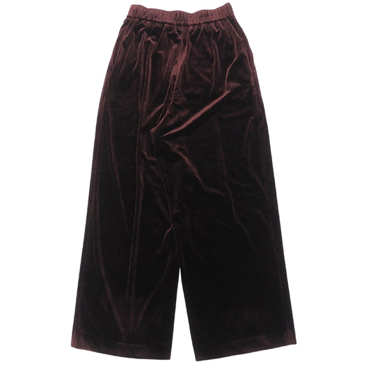 MUSE ミューズ 美品 ベルベット イージーワイドパンツ ボトムス レディース ワインレッド 36 25AW 25-030-500-2020 ボトムス