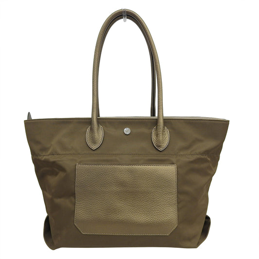 A.D.M.J. Accessoires De Mademoiselle ADMJ Beautiful Nylon x Shrink Calf Perfume Bottle Embroidery Sequin Tote Bag Khaki Tote Bag