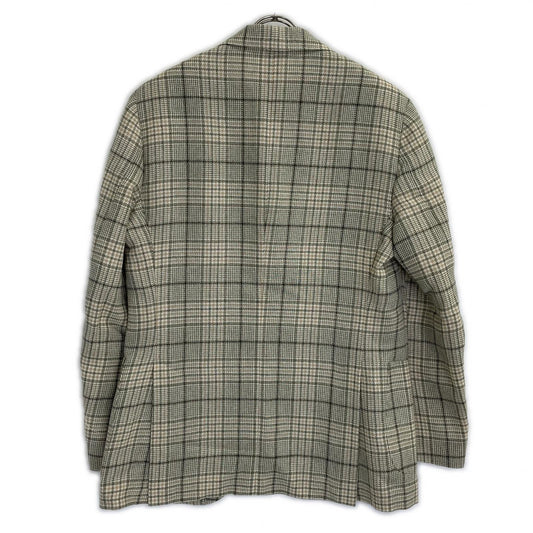 LARDINI ラルディーニ ベージュ×グリーン ウールシルク グレンプレイド ジャケット ベージュブラウン 3B ジャケット