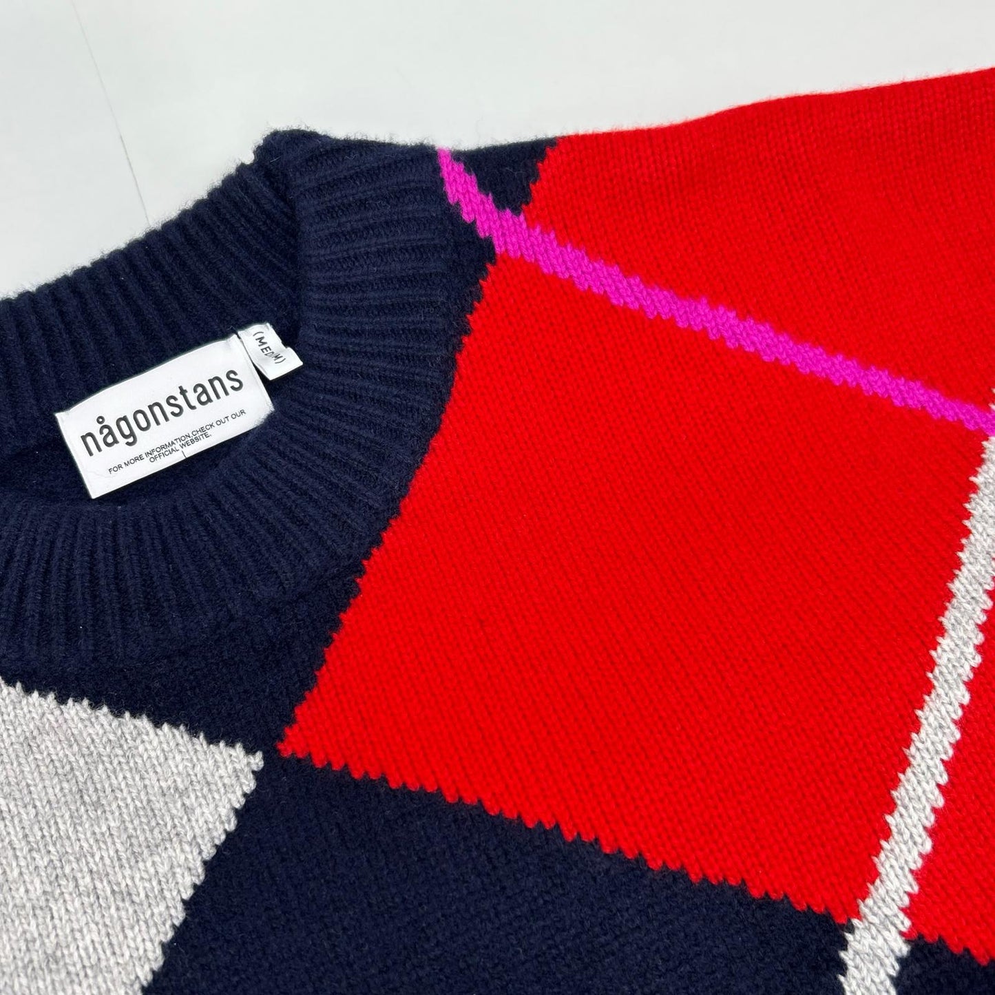 nagonstans ナゴンスタンス 25AW 470IA170-1461 ネイビー×マルチカラー ウール argyle knit pullover/アーガイルニットプルオーバー トップス
