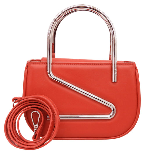 YUZEFI Metal Handle MOON 2-Way Handbag Women's Red YUZRS23-HB-MN-41 Handbag