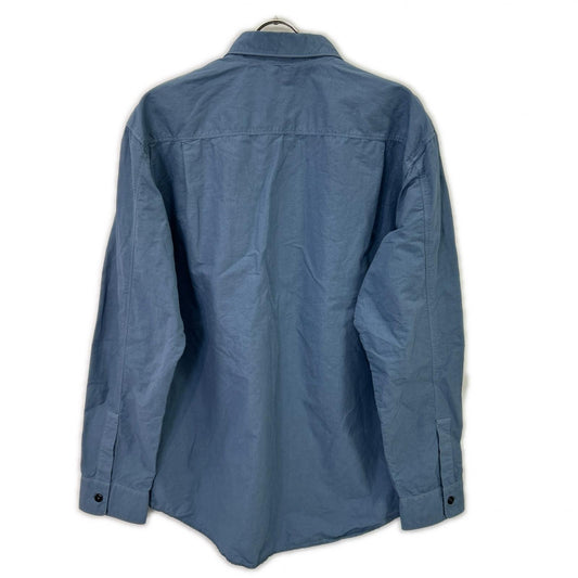 STONE ISLAND 石头岛 24SS 801511701 蓝色 棉麻混纺徽标刺绣牛津纺长袖衬衫 上衣