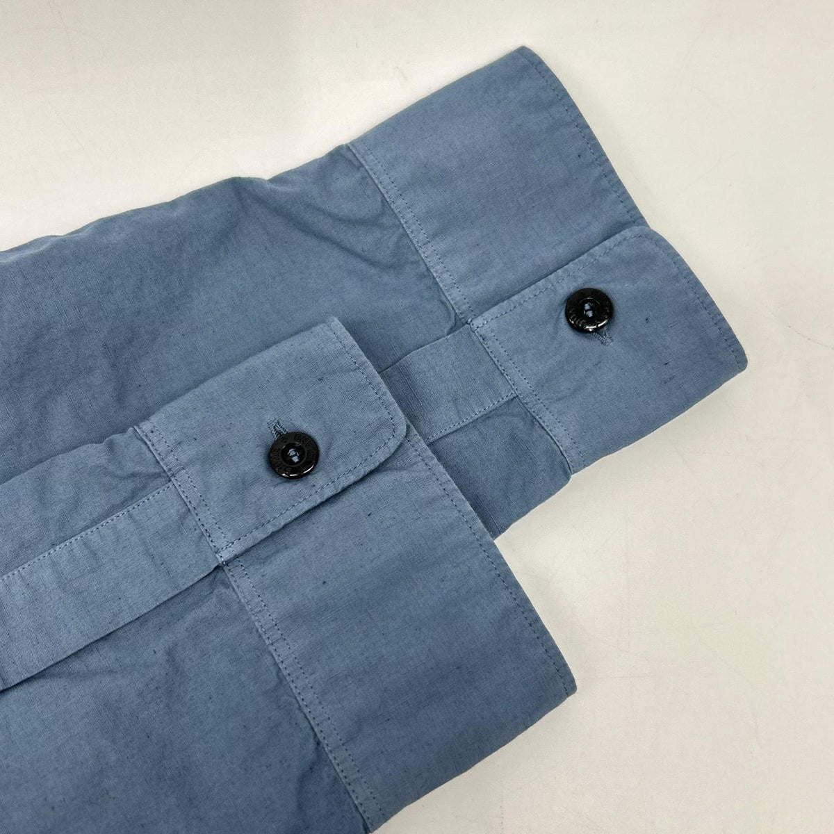 STONE ISLAND 24SS 801511701 Blue Cotton x Linen Logo Embroidered Button-Down Long-Sleeve Shirt