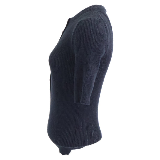 CHANEL シャネル 新品同様 国内正規 25SS P78616K11464 ココビーチ ココボタン ショートスリーブコットンニット トップス