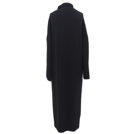 100% Wool High Neck Long Sleeve Knit Dress for Women, Black, F 20WOP500 Dress, F, Women's