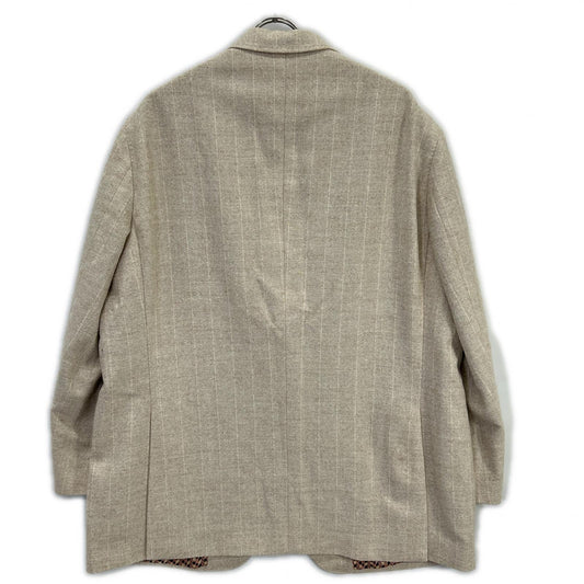 ETRO 艾绰 232-11807-0021 米色 羊驼毛混纺 内衬满印图案 侧开衩 两粒扣条纹西装夹克 夹克