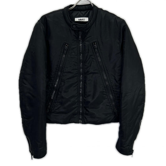 MM6 Maison Margiela MM6 S62AN0013 黑色 尼龙 5ZIP 八字形 填充机车夹克 外套
