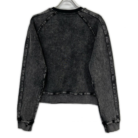 DIESEL ディーゼル F-ALPY ウォッシュブラック コットン混 オーバルD刺繍 デニムスウェットプルオーバー トップス
