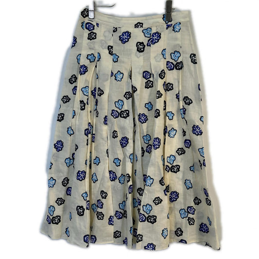 MARNI マルニ GOMA0288V0 20年 アイボリー リネン100 フラワープリントタックスカート スカート