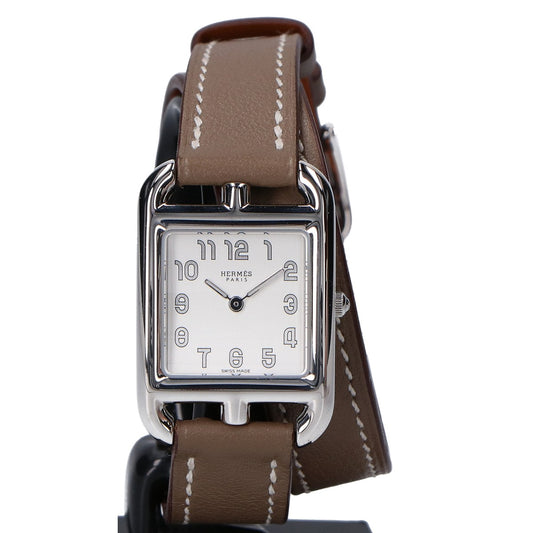 HERMES エルメス 仕上げ済み CC1.210a ケープコッドPM ドゥブルトゥール シルバー文字盤 SS x スイフト クオーツ 腕時計