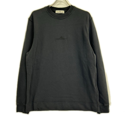 STONE ISLAND ストーンアイランド K1S156100667 S0124 ブラック コットン混 ロゴ刺繍 クルーネックスウェットプルオーバー トップス