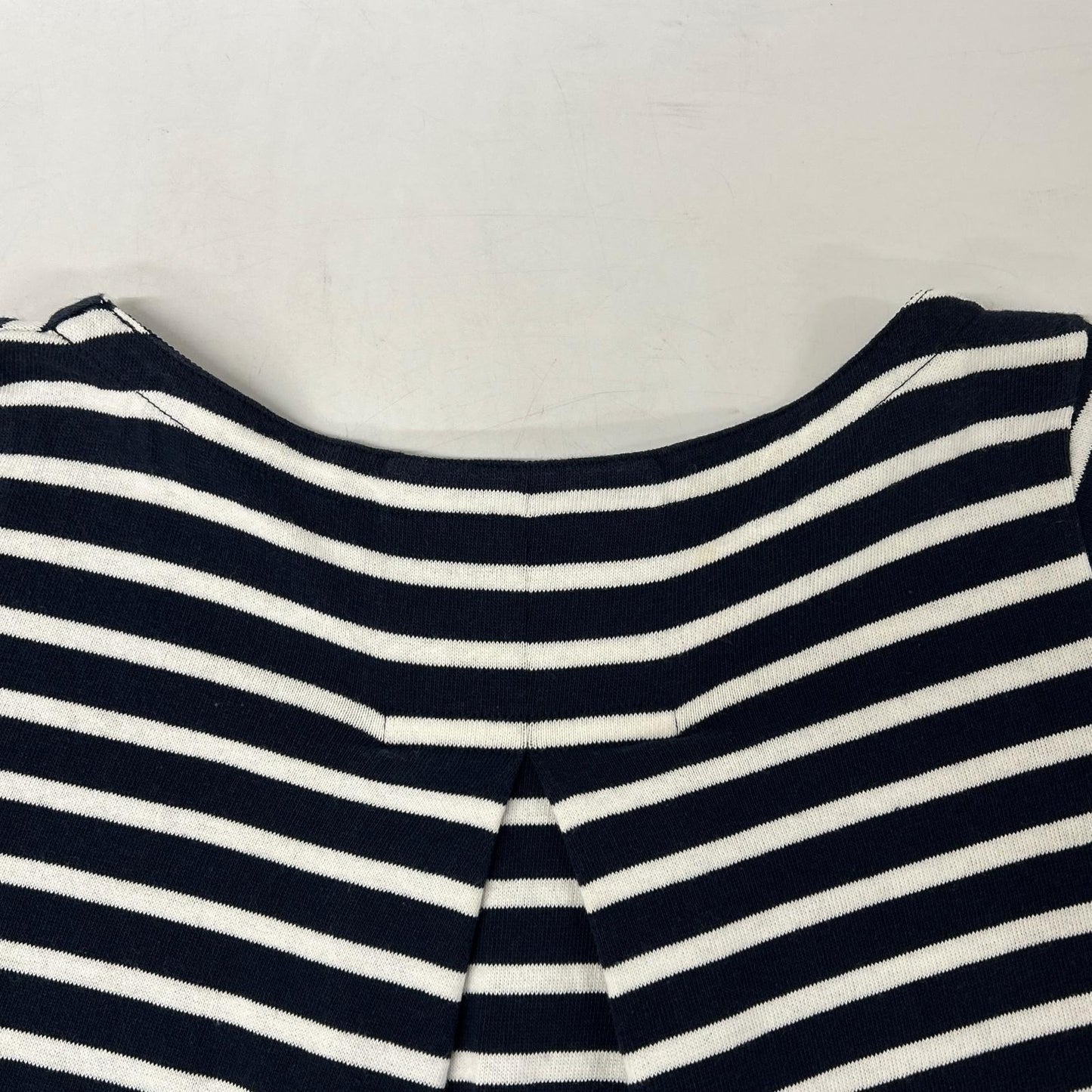 sacai 17-03060 Navy x White Boat Neck Border Tunic Top
