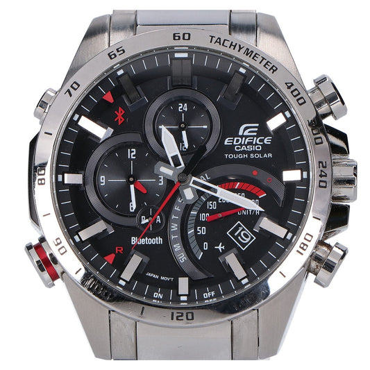 EQB-501XD-1AJF ブラック文字盤 エディフィス タイムトラベラー 電波ソーラー時計 腕時計 メンズ