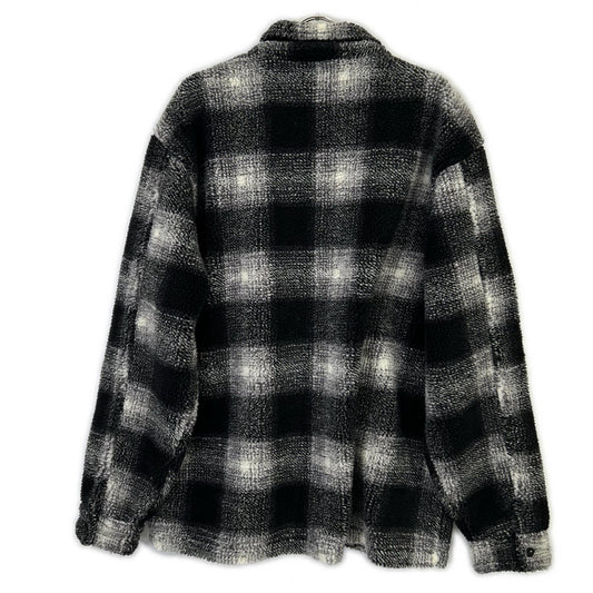 Black x White Plaid Sherpa Shirt/Jacket XL Men's