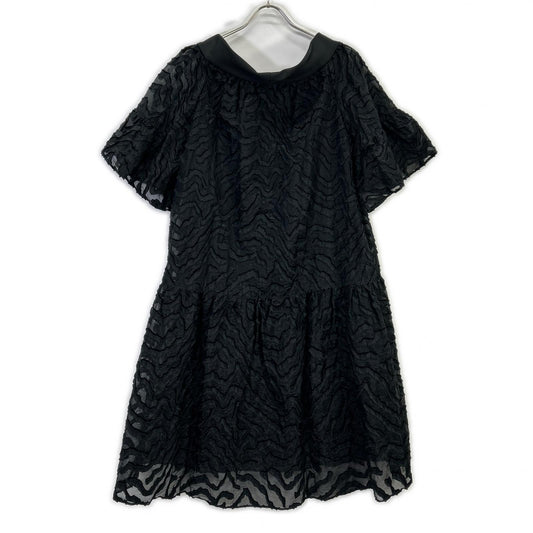 TAE ASHIDA TO0608 Black Lace Design Sheer Wide Silhouette Dress