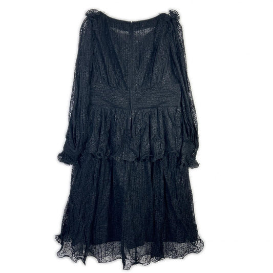 TAE ASHIDA Black Lace Long Sleeve Ruffled Dress