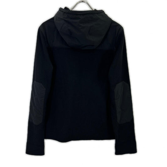 SGN328 16yrs Black Nylon x Wool Elbow Patch Knit Switching Hooded Jacket Jacket 48 Men's