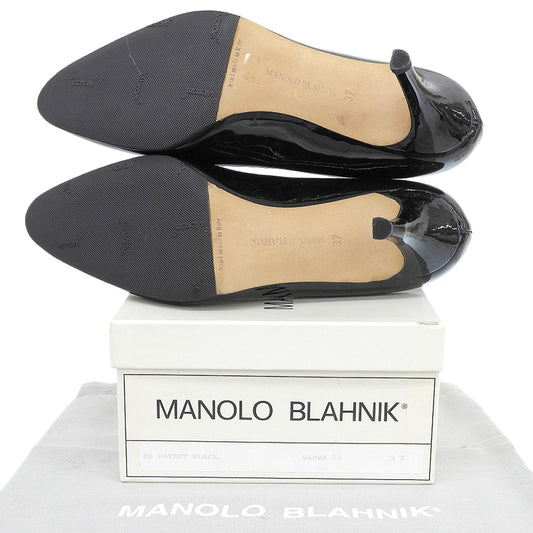 MANOLO BLAHNIK マノロブラニク ブラック パテント ハイヒール シューズ レディース 37 シューズ