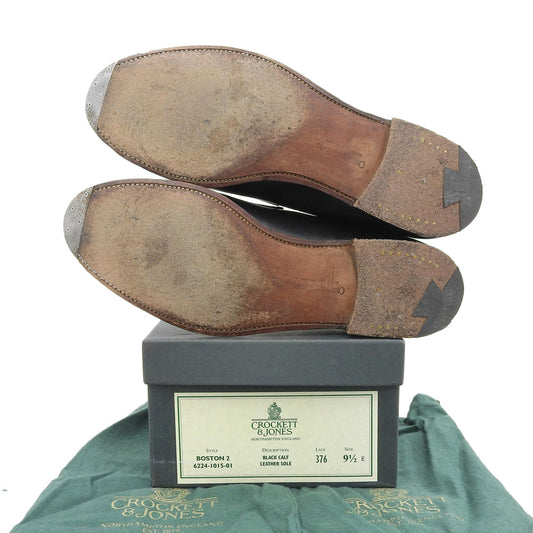 Crockett&Jones クロケット&ジョーンズ 376ラスト カーフスキン BOSTON2 コインローファー シューズ メンズ ブラック 9 1/2 E 6224 シューズ
