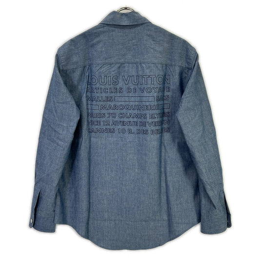 LOUIS VUITTON RM162 DKX HAS87W 16AW Blue Cotton Wool Silver Button Back Print Long Sleeve Shirt Tops