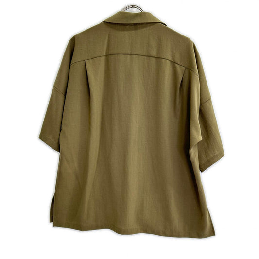 KS01-048 KHAKI EX.Savanna Print Drop Shoulder S/S Shirt Tops 1 Men's