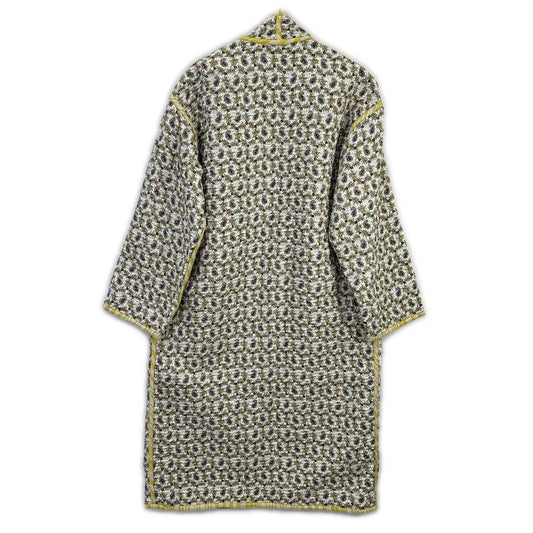 SOULEIADO ソレイアード ホワイト×イエロー コットンハンドキルト ガウンコート コート