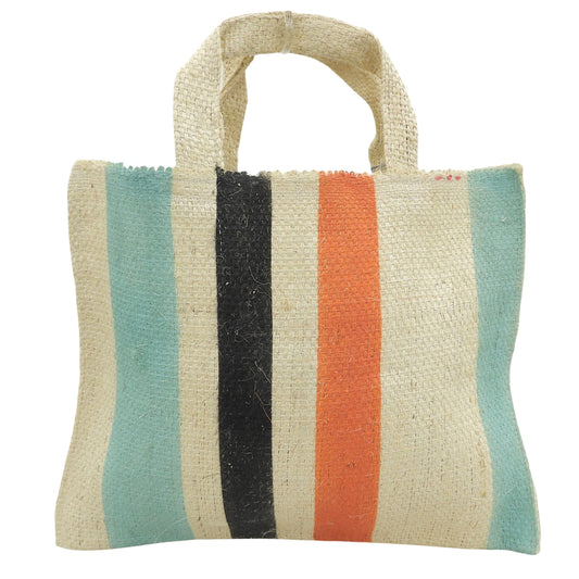 MARNI マルニ 新品同様 マルニマーケット レザーロゴ ストライプ カナパ トートバッグ レディース マルチカラー SHMH0003M0RF083 トートバッグ
