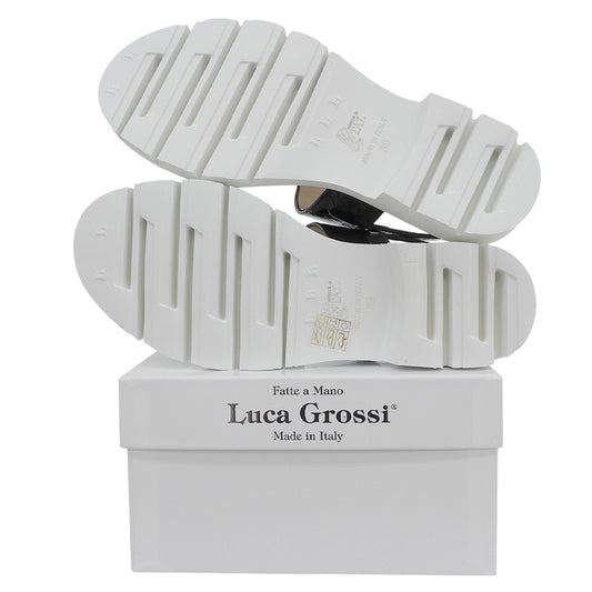 LUCA GROSSI ルカグロッシ 新品同様 パテントレザー ベルトデザイン サンダル レディース ブラック39 シューズ